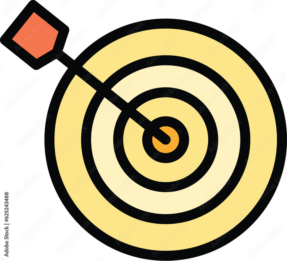 Archery board aim icon outline vector. Target dart. Bullseye objective color flat Archery board aim icon outline vector. Target dart. Bullseye objective color flat
