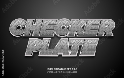 checkered aluminum plate 3D editable text style effect
