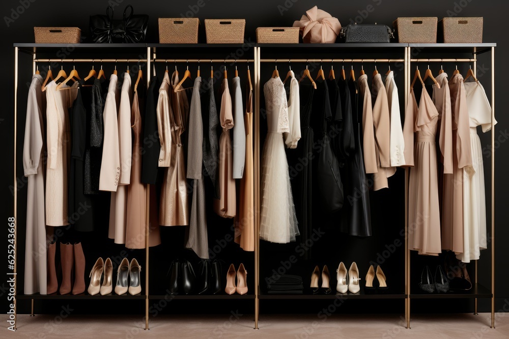 Woman's wardrobe collection.