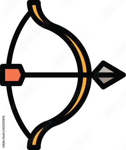 Sport archery bow icon outline vector. Archer arrow. Archer longbow color flat