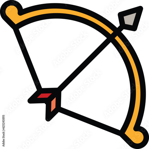 Weapon bow icon outline vector. Archery arrow. Acher longbow color flat