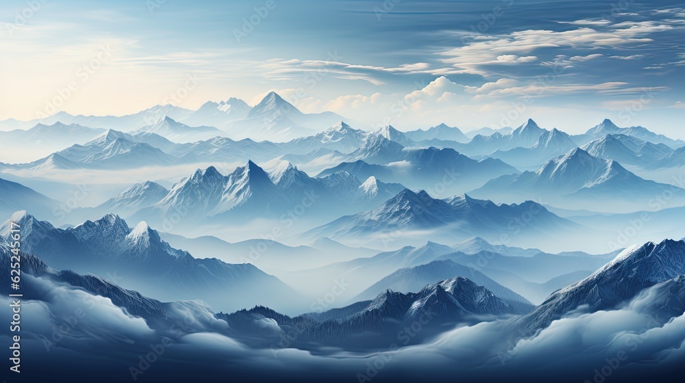  a view of a mountain range from a high altitude point of view.  generative ai