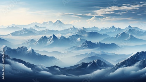  a view of a mountain range from a high altitude point of view.  generative ai © Jevjenijs