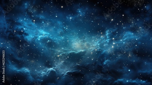  a blue and black space filled with stars and dusts.  generative ai