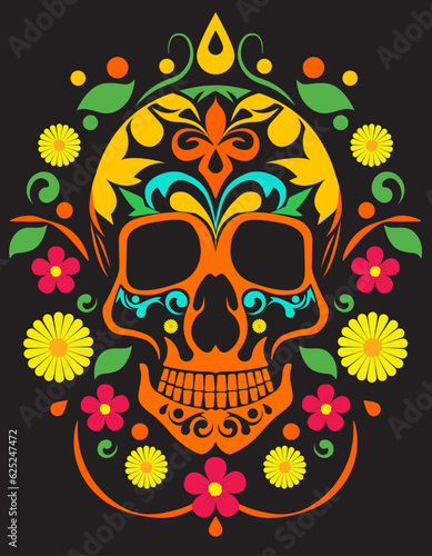 colorful mexican skull for day of the dead