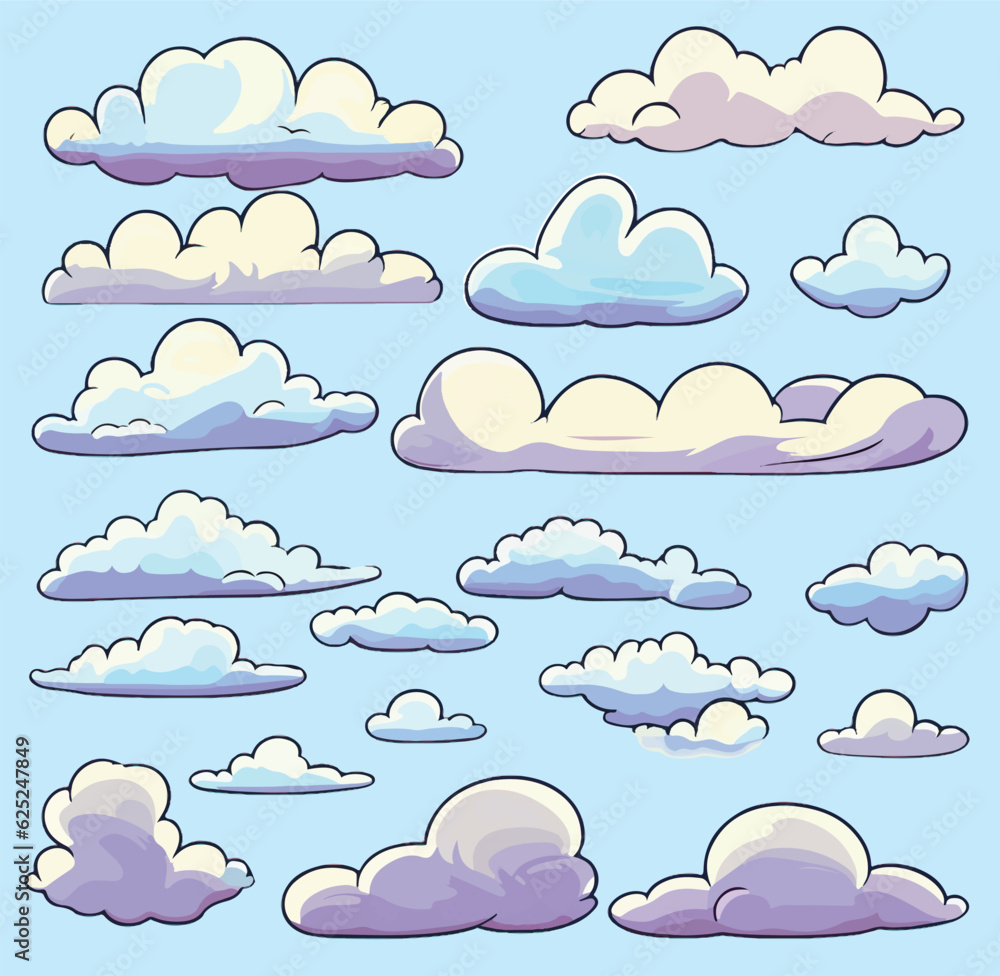 set of clouds, cartoon style, vector illustration set of clouds, cartoon style, vector illustration