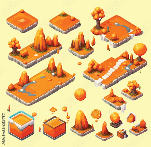 Set of cartoon game asset