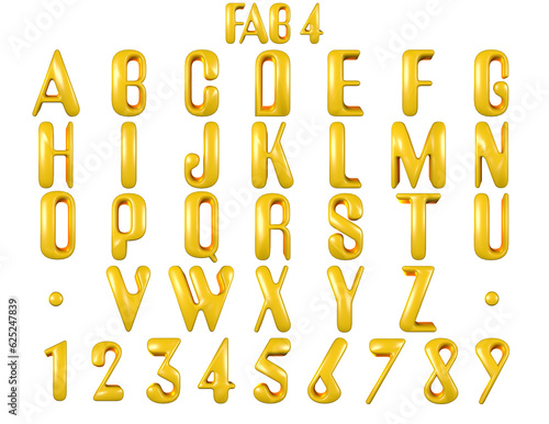 FAB 4 groovy 60's alphabet - 3D illustration