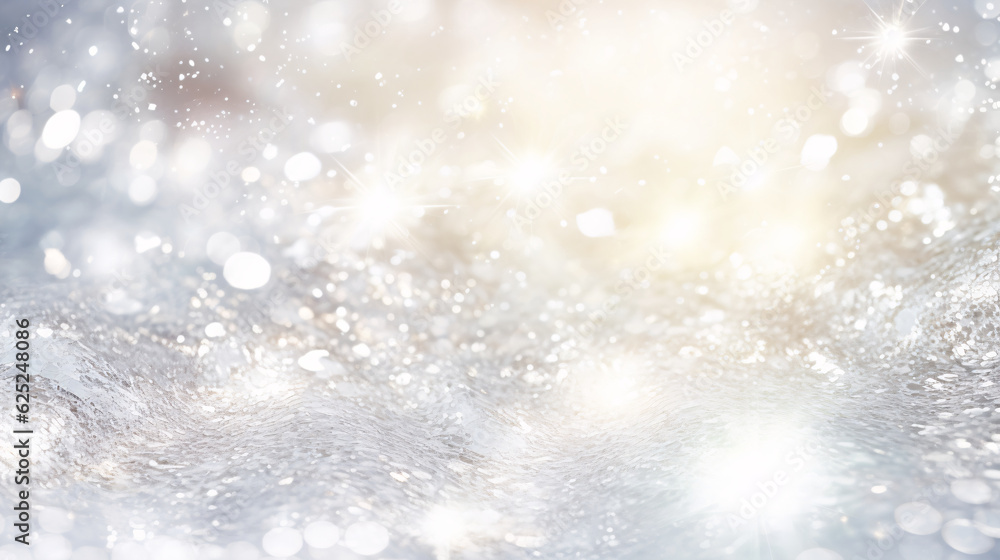 White, snowy background with a soft, sparkling light effect.
