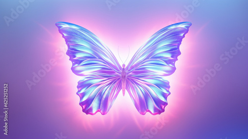 Beautiful holographic mystical charm butterfly illustration  background.