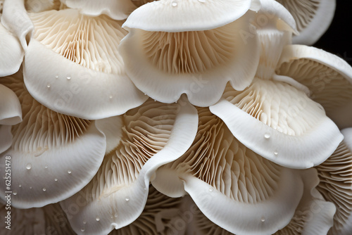 Beautiful white forest mushrooms - Mucidula mucida, Oudemansiella mucida, commonly known as porcelain fungus. High quality photo