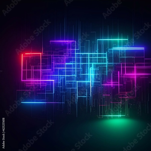 Futuristic white, back, red, blue, yellow, Hologram, Pastel, Modern Technology cyberpunk illustration art abstract background generative ai