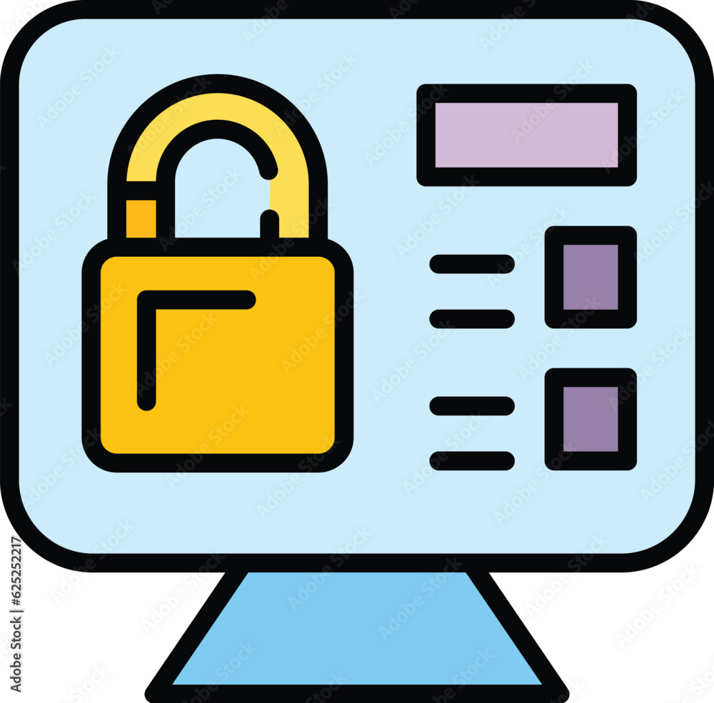Digital privacy icon outline vector. Safety lock. Secure internet color flat Digital privacy icon outline vector. Safety lock. Secure internet color flat