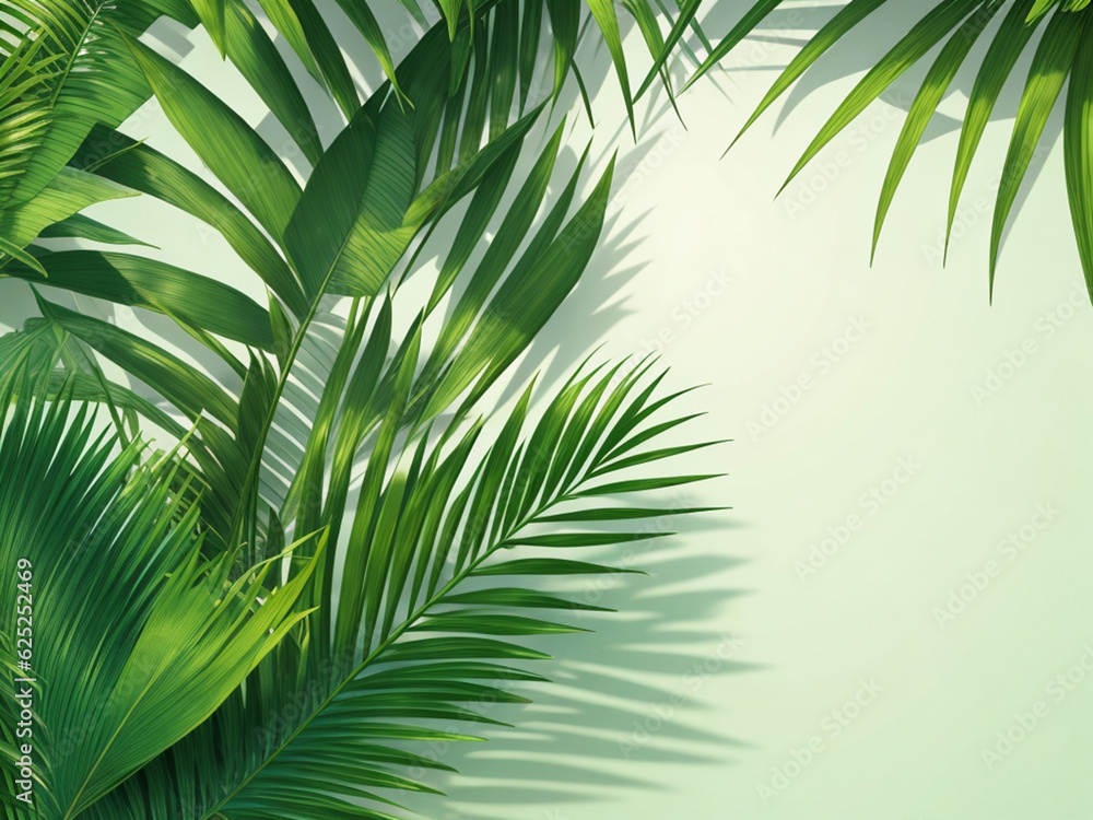 Palm leaves and monstera leaves isolated on white background Palm leaves and monstera leaves isolated on white background