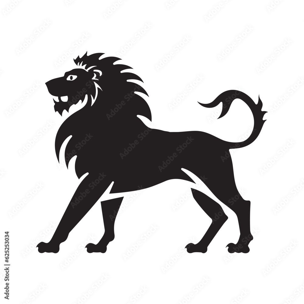 Simple and minimalist heraldic lion silhouette logo symbol vector template