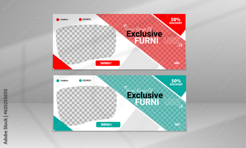 Naklejka premium Modern Furniture Sale Cover Banner and Social Media Web Banner Design