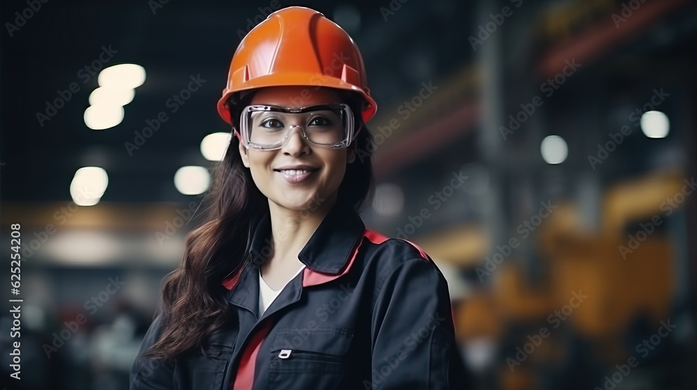 Professional Heavy Industry Engineer Worker Wearing Uniform, Glasses and Hard Hat in a Steel Factory. generative ai. Professional Heavy Industry Engineer Worker Wearing Uniform, Glasses and Hard Hat in a Steel Factory. generative ai.