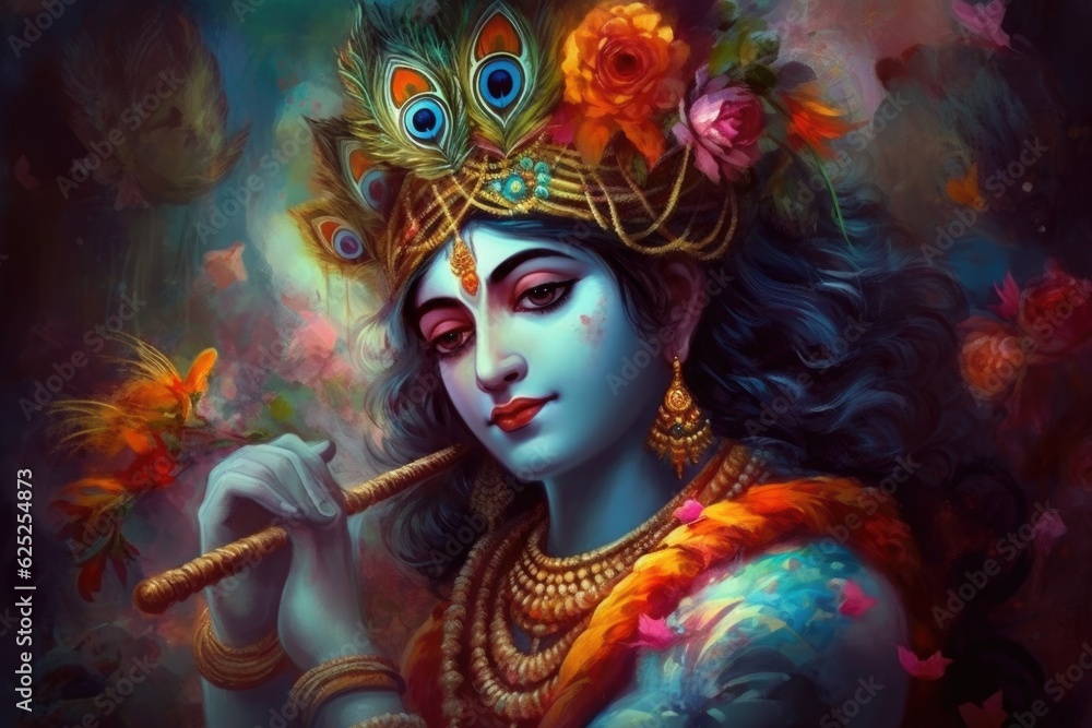 Beautiful image of lord krishna on painted background