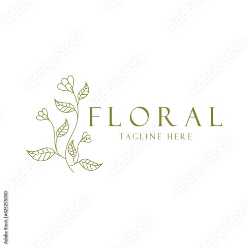 Elegant floral and leaf frame. Delicate botanical vector illustration for labels, spas, corporate identity, and wedding invitations