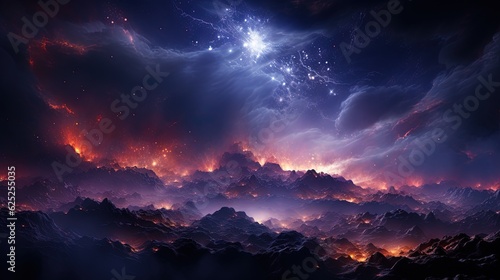  a view of a sky filled with lots of stars and clouds.  generative ai © Jevjenijs