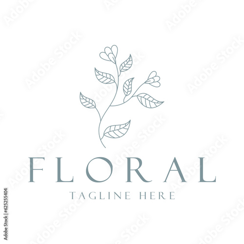 Elegant floral and leaf frame. Delicate botanical vector illustration for labels, spas, corporate identity, and wedding invitations