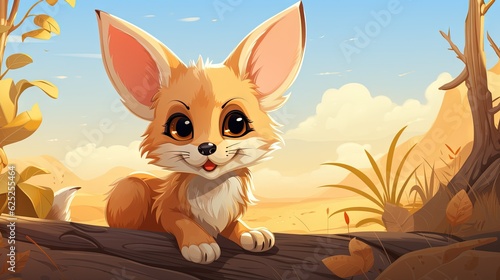  a cute little fox sitting on a log in the woods.  generative ai