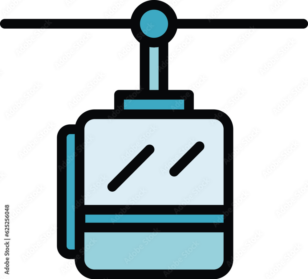 Gondola lift icon outline vector. Cable car. Mountain cableway color flat Gondola lift icon outline vector. Cable car. Mountain cableway color flat