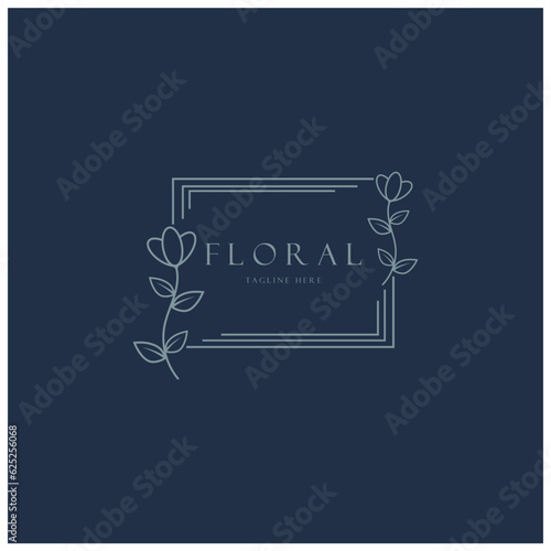 Elegant floral and leaf frame. Delicate botanical vector illustration for labels, spas, corporate identity, and wedding invitations
