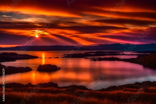 sunset on the lake © AI artistic beauty