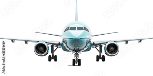 Airplane Front View Isolated on Transparent Background. AI