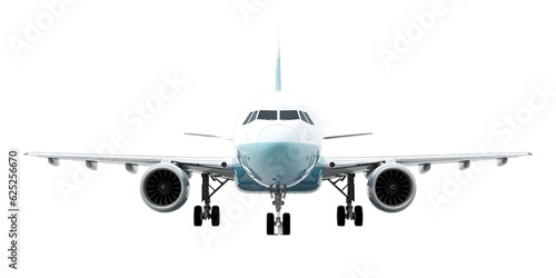 Airplane Front View Isolated on Transparent Background. AI