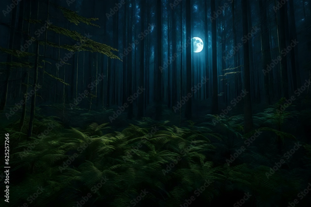 forest in the night sky