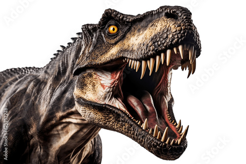 Face Shot of Angry Tyrannosaurus Rex Isolated on Transparent Background. AI © Usmanify