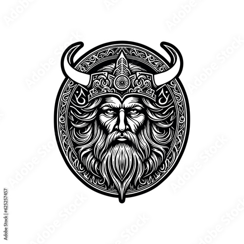 Viking king face portrait. vector illustration isolated on white background