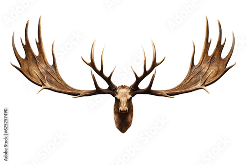 Moose Antlers Isolated on Transparent Background. AI