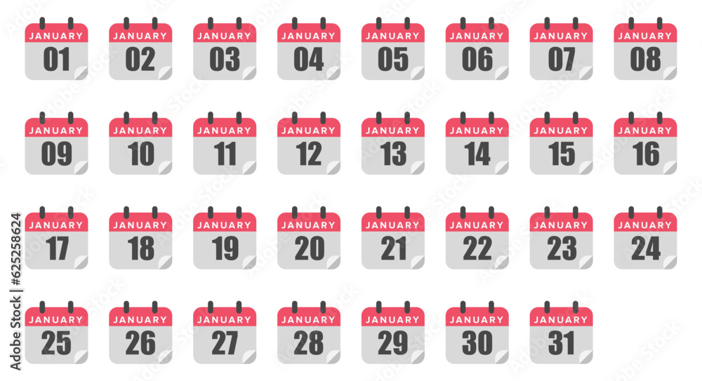 January Calendar flat graphics red January Calendar flat graphics red