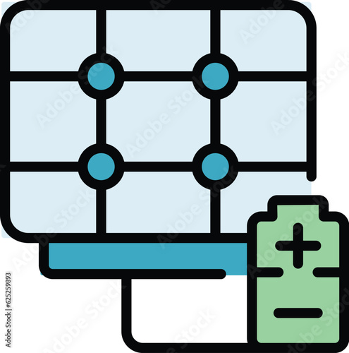 Sunlight battery icon outline vector. Solar panel. Sun power color flat