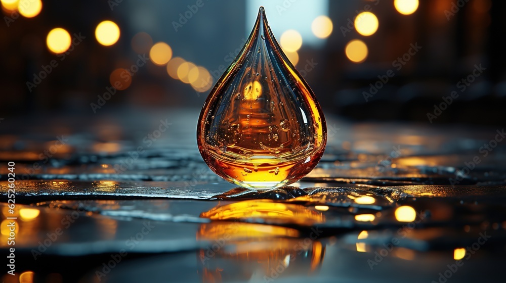 a drop of oil sitting on top of a wet floor. generative ai a drop of oil sitting on top of a wet floor. generative ai