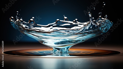  a glass bowl with water splashing out of it on a table. generative ai