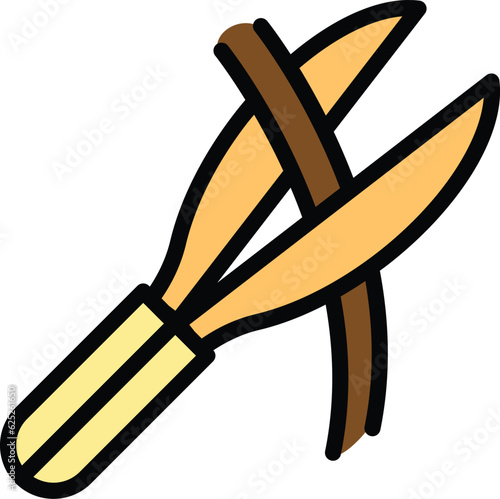 Tree pruning icon outline vector. Garden maintenance. Plant machinery color flat