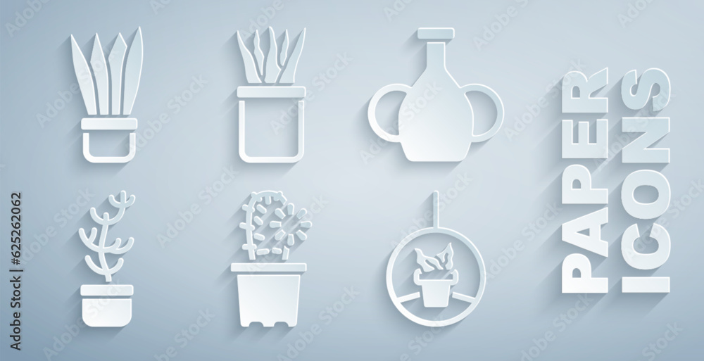 Set Cactus peyote in pot, Vase, Exotic tropical plant, Plant hanging, and icon. Vector Set Cactus peyote in pot, Vase, Exotic tropical plant, Plant hanging, and icon. Vector