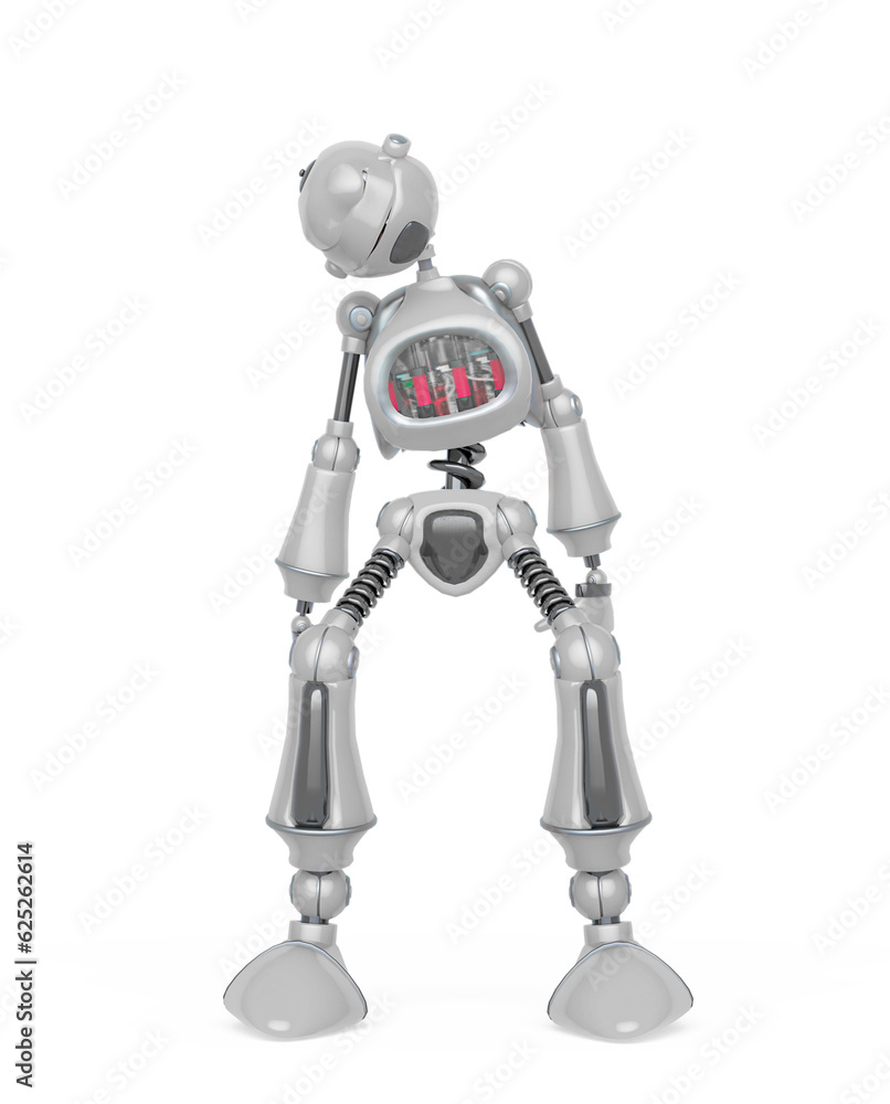 funny robot cartoon is in shut down pose funny robot cartoon is in shut down pose