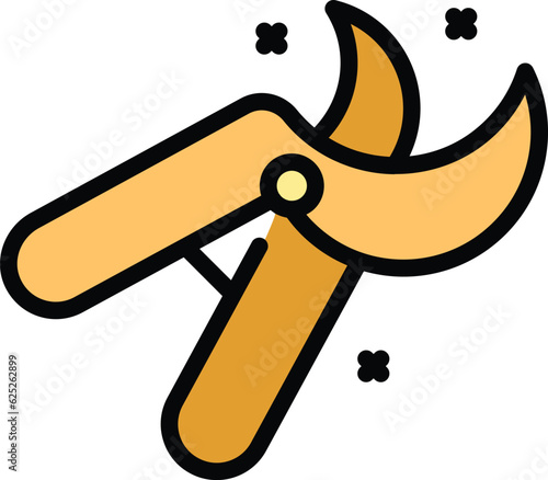 Pruning shears icon outline vector. Garden tree. Hedge trimmer color flat
