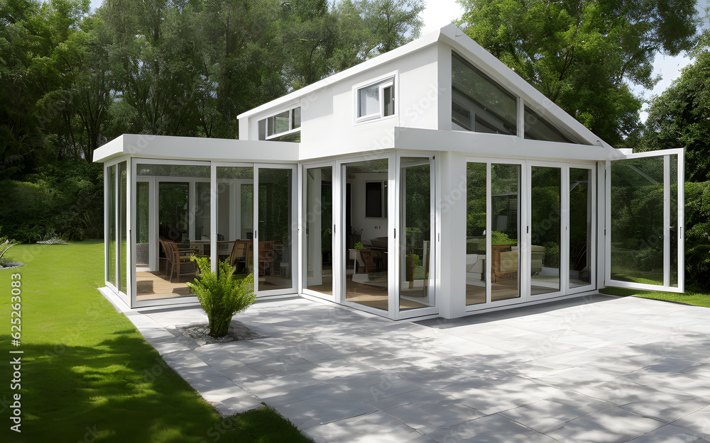 Photorealistic outdoor window house display stylish modern Photorealistic outdoor window house display stylish modern