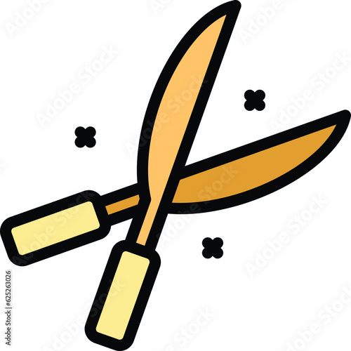 Garden shears icon outline vector. Hedge trimmer. Pruning secateurs color flat
