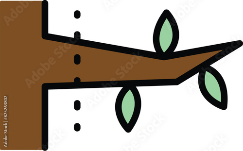 Trimming branch icon outline vector. Trim tree. Bush hedge color flat