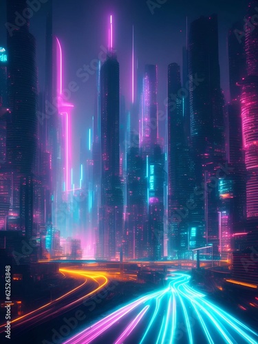 futuristic cyberpunk city abstract background Cinematic generative ai illustration art