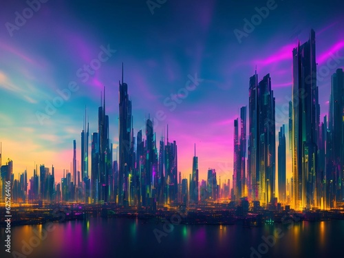 futuristic cyberpunk city abstract background Cinematic generative ai illustration art