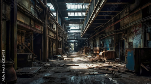 Forgotten Industries .  Closed Manufacturing Plants . AI Generated © EwaStudio