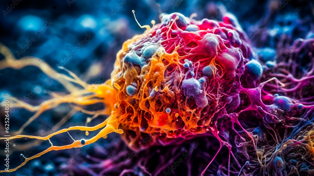 Obraz premium A microscopic image of a cancer cell. AI Generated